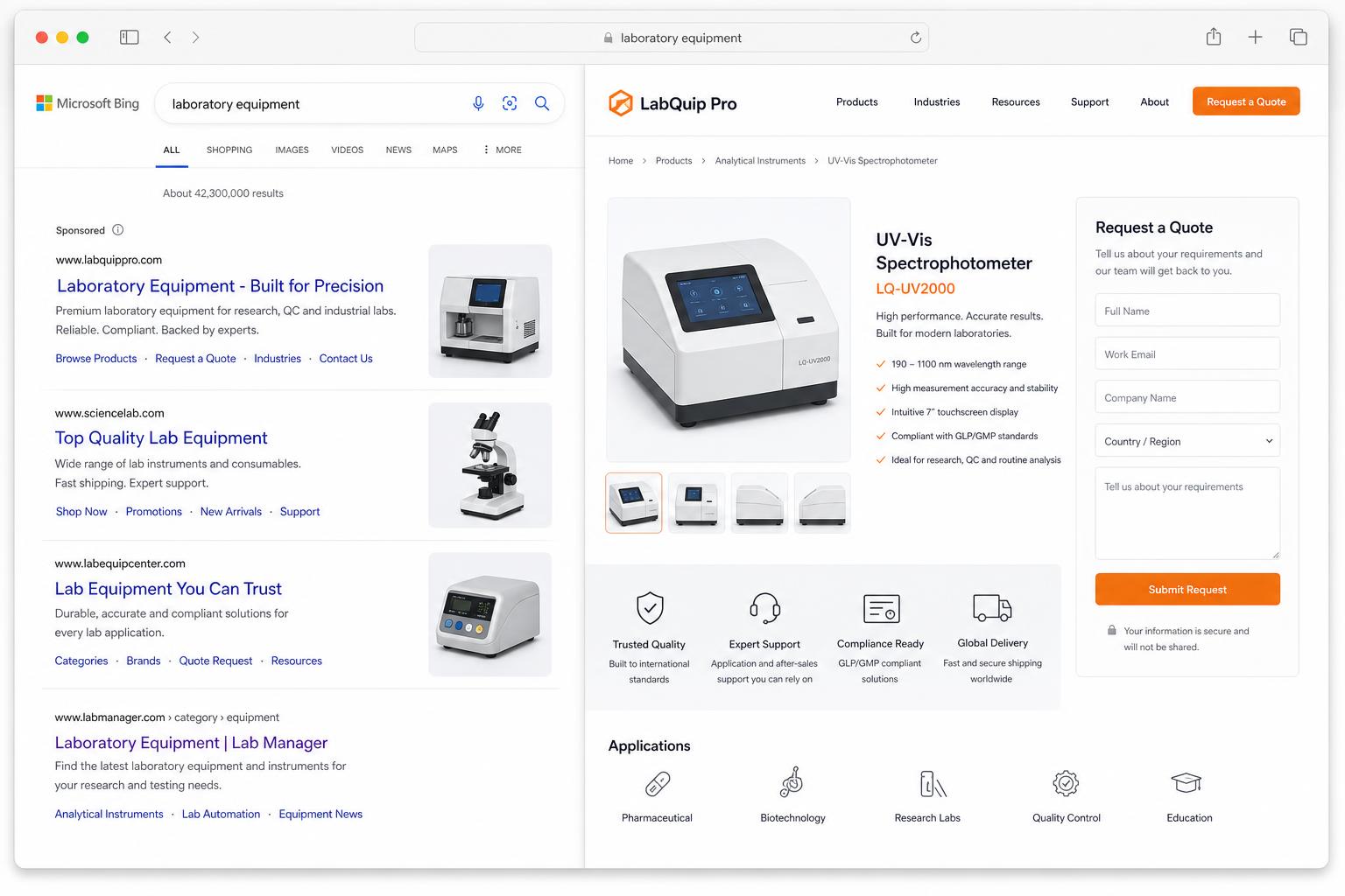 Campanha para equipamentos laboratoriais